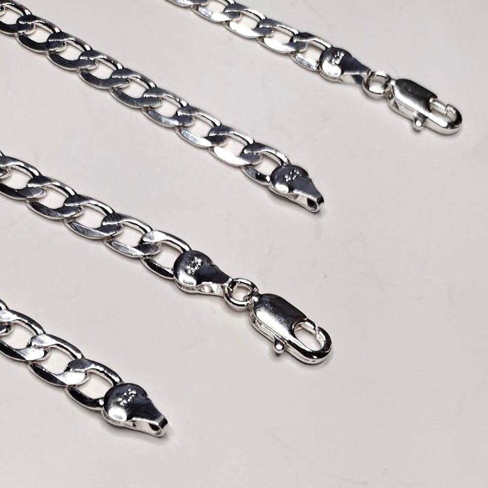 Sterling silver 925 Bracelet & Necklace Gift Set Cuban Chain Christmas Birthday